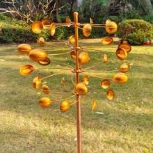 Large, Gold Outdoor Wind Spinner Outdoor Decor Metal Windmill With 360° Rotation, Kinetic Garden Spinner With Dual-Blade Design, Decorative Lawn Windmill Wind Sculpture And Spinner