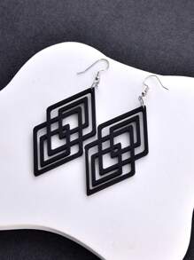 1 Pair Geometric Design Matte Texture Earrings, Fashionable Jewelry For Women, Suitable For Party And Evening Wear