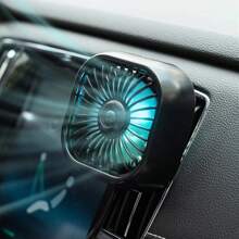1 pieza Ventilador de salida de aire del coche con ajuste USB, ventilador turbo de 7 aspas de gran potencia con luz atmosférica de color degradado, bajo nivel de ruido y función múltiple, mini ventilador de refrigeración interior para el automóvil
