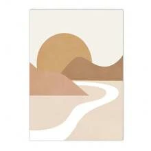 1pc/3PCS Wall Arts Posters Modern Beige Brown Abstract Sun Poster Bohemian Palm Leaf Canvas Printing Daisy Wall Art Painting Modern Poster Wall Painting Bedroom Decoration, Frameless/With Frame ,Wall Art With Frame