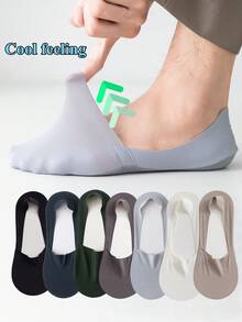 Driftmere 1/7 Pairs Men's Solid Color Mesh Breathable Boat Socks, Lightweight Business Invisible Socks, Spring/Summer - Multicolor - View 1