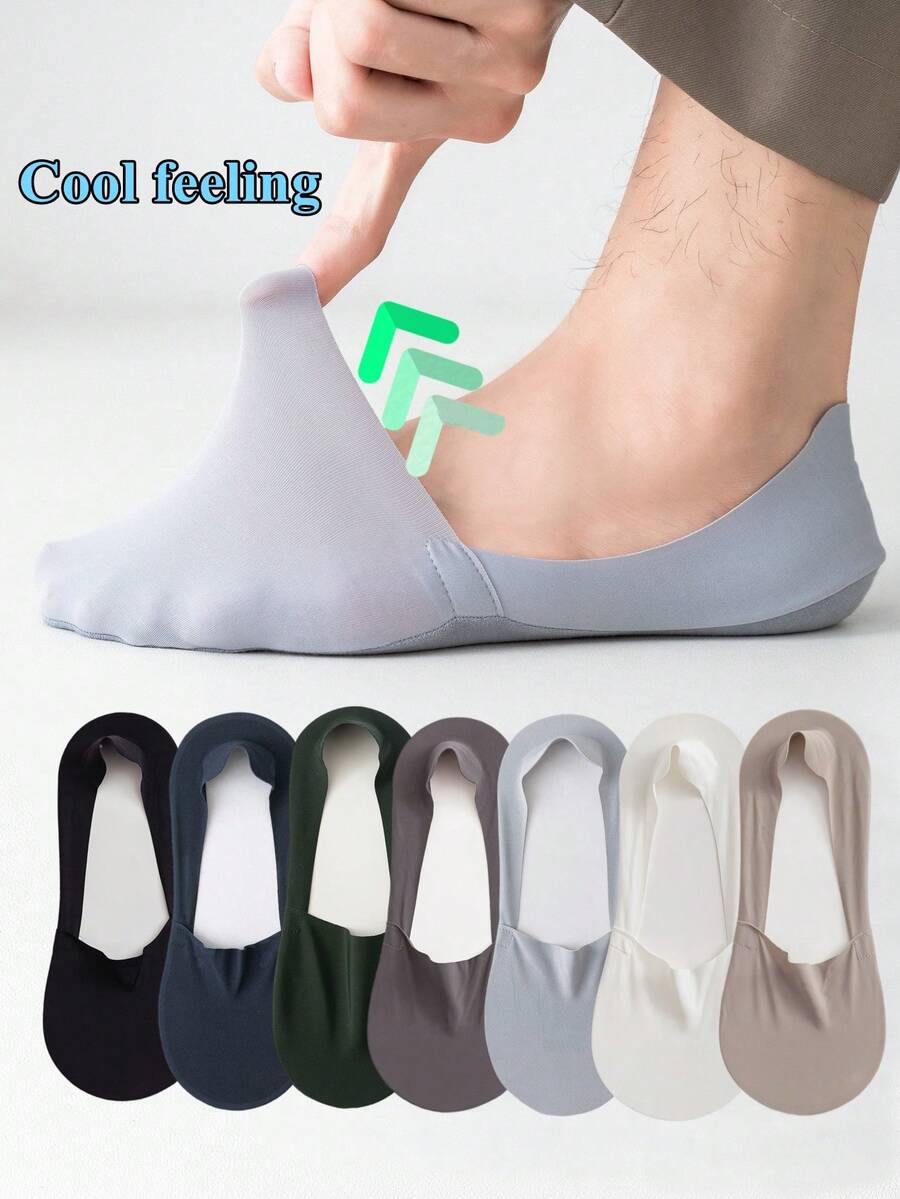 Driftmere 1/7 Pairs Men's Solid Color Mesh Breathable Boat Socks, Lightweight Business Invisible Socks, Spring/Summer - Multicolor - View 1