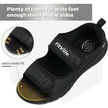 FitVille Men's Sandals Extra Wide Shoes With Adjustable Strap Wide Width Slippers For Wide Feet - Black - View 5