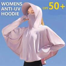 1 Set Sommer Eisseidenkapuzenschal Sonnenschutzkleidung, dünne Sonnenschutzjacke mit Sonnenhut