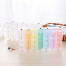 1pc Color One Week Pill Box, Colorful 28 Boxes Rainbow Pill Box, 7-Day Travel Spring Portable Pill Box,