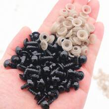 50 Stück 5mm-24mm Kunststoffaugen mit Unterlegscheiben, Bastelaugen für Amigurumi, Stofftiere, Häkelprojekte, Teddybären, DIY schwarze Augen, Herstellungszubehör - Schwarz - Übersicht 16