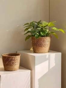 1pc Plant Pots For Indoor Plants, Seagrass Planters, Planter Basket Indoor, Flower Pots Cover, Plant Containers, Natural