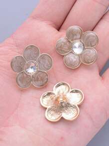 4pcs/Pack Elegant Floral Rhinestoned Metal High-End Buttons, Applicable For Shoes, Hats, Bags, Clothes, Headwear, Scarfs, Wedding Dresses, Bridal Bouquets, DIY Jewelry Handcraft Accessories