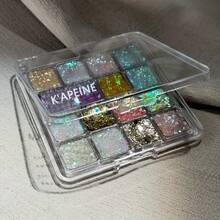 K'APEINE 16 色闪光眼影盘 - 金属质感，轻盈防水配方，持久闪光，适合节日妆容，多色闪光，彩虹效果，非常适合圣诞节或特殊场合，化妆盘 - picture color - 查看 1