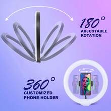 AXNEN 10-Inch Ring Light With Stand, 52-Inch Height, Includes Phone Holder, 39 Color Modes, Selfie Ring Light With Tripod, Dimmable/Fast Adjustable LED Ring Light With Remote, Suitable For Smartphone Makeup/Live Streaming/Video Shooting - Black - View 7
