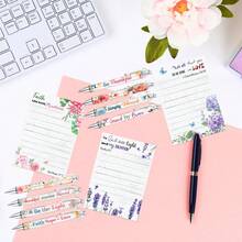 [Inspirational Scripture Pens] 18pcs Christian Gifts Set - Bible Verse Ballpoint Pens & Sticky Notes - Floral Design, Retractable, Medium Point, Plastic Back To School - Multicolor - View 7