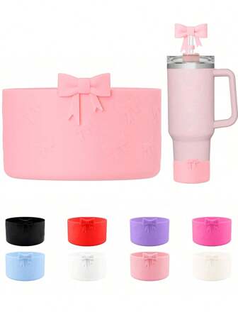 Botte de protection en silicone avec nœud, compatible avec les tasses 20/30/40 oz, pour les bottes Hydroflask de 12 à 24 oz, pour plus de bouteilles avec un fond de 7,5 cm, pour les accessoires de bottes de tasse (bleu), fournitures scolaires
