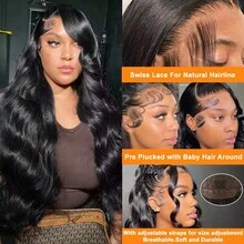 40 Inch 13x4 HD Transparent Lace Front Human Hair Wig - Body Wave 200% Density Frontal Wigs Human Hair Wigs For Women Pre Plucked With Baby Hair Natural Black Free Part - Natural Black - 查看 5