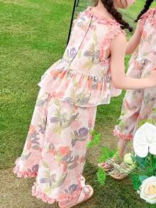 Girls' Suit Summer 2025 New Fashionable Children's Clothing Children's Special Outfit Loose Pants Little Girl's Summer Clothes 2pcs Set