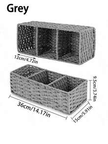 1 件手工编织 3 格储物篮、纸绳储物盒、马桶水箱顶部纸巾盒架、浴室储物篮、储物、化妆品收纳盒、储物盒、篮子、整理和储物、篮子、房间整理储物、万圣节礼物、圣诞节礼物、家居装饰架篮 - 卡其色 - 查看 6