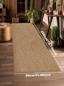 1pc High-End Faux Sisal Pineapple Print Brown Carpet, Simple Design For Indoor/Outdoor Entryway, Hall, Kitchen And Other Areas