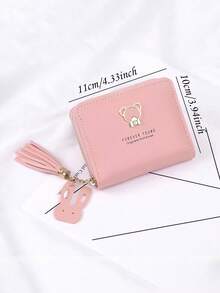 Young Girl's Short Wallet, Cute Cartoon Bear Coin Purse, Mini Card Holder - Multicolor - View 6