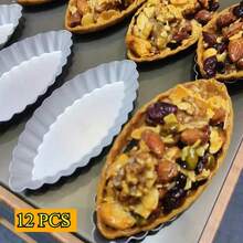 12 piezas Molde de hornear Moldes para cupcakes Molde para magdalenas Molde en forma de barco para tartas de huevo Mini moldes para tartas Moldes para galletas Moldes ovalados para tartas Molde para pasteles Molde para hornear Herramientas de hornear de aleación de aluminio plateado - Plateado - Ver 6