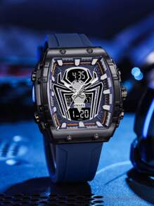 SMAEL SMAEL 1 Pc Double Display Digital Wristwatch Men's Fashion Square Case Silicone Band Military Sports Quartz Electronic Watch For Men