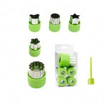 Juego de 5/9/12 piezas de cortadores de galletas y verduras miniatura de acero inoxidable - Formas divertidas con protector de mano - Moldes fáciles de usar para frutas y pasteles para hornear y meriendas de niños - Multicolor - Ver 16