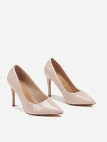 Classic Vices Patent Leather Heels With Leather Insole - Beige - View 3
