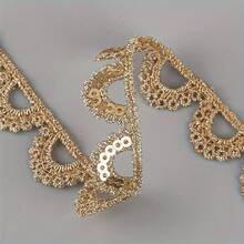1 mảnh ren hoa sequin kim loại màu vàng, viền ren thêu rỗng cho trang phục sân khấu, phụ kiện trang trí váy cưới - Nhiều màu - Xem 8