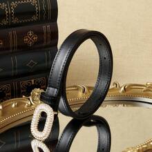 1 条休闲 PU（聚氨酯）点扣腰带，时尚流行，适合日常穿着，四季皆宜 - 黑色 - 查看 3