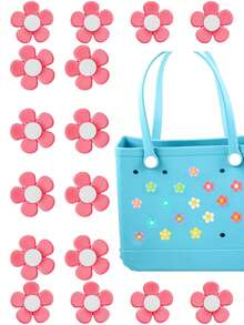 16PCS/8PCS/4PCS/1PC Flower Decorative Accessories For Bogg Bags, Simply Southern Tote Bags And Shoes, Personalize Your Beach Tote Bags And With These Lovely Floral Decorations, These Charming Accessories Infuse Your Bogg Bags With Unique Style And Vibrant Colors, Perfect For Showcasing The Personality Of Your Bags And Easy To Identify Your Bags - Multicolor - View 22