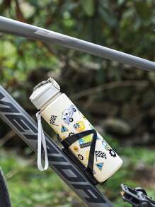 1 pieza Botella de agua a prueba de fugas de 800 ml con diseño de patrón de animal de dibujos animados lindo (dinosaurio, arcoíris), con pajita, correa de transporte y diseño a prueba de golpes - Adecuado para viajes, exterior, estudiantes, guardería, práctico para uso escolar