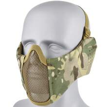 1 Peça Máscara Tática de Meia Face com Tela, Máscara de Combate Airsoft, Faixa de Cabeça Ajustável, Material de Fibra de Poliéster Durável, Para Treinamento e Jogos