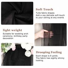 黑色婚礼拱门布，尺寸75厘米/160厘米 x 600厘米/800厘米，透明薄纱背景，适用于婚礼仪式、派对天花板装饰。