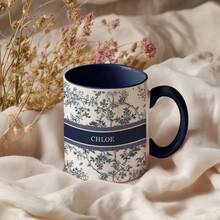 1 Piece Of 11oz Custom Mug, Blue And White Porcelain Style Printed Ceramic Coffee Cup, Customized Name, Simple And Elegant Taste, Elegant Color, Quality Cup Body, Comfortable Feel, Hot And Cold Safety, A Gift For Family And Friends, Private Customization, Suitable For Home Office, Office Leisure, Outdoor Camping,Multi-Functional, Ornamental,Reusable,Exquisite,Stylish,High-Quality,Colorful,Modern,Custom,Personalized,Unique,Ideal Gifts For Him,Ideal Gifts For Her,Home Decor,Customized Mugs,Festive Calendar