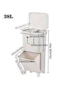 Large Capacity Multi-Layer Trash Can With Lid - Odor-Proof, Dry And Wet Separation, Wheeled Design For Easy Movement - Stainless Steel - Perfect For Kitchen And Home Storage - Housemoving Gift - Multicolor - View 8