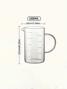 耐高温玻璃量杯，带刻度和手柄，搅拌杯，微波炉专用鲜奶杯，透明，1个装