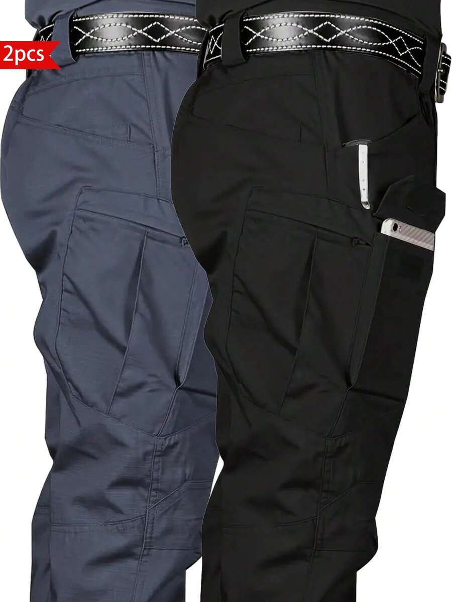 Men'S Work Pants, Casual Pants, Men'S Outdoor Fashion, Versatile And Multi Pocket Work Pants - Đen + Xám - Xem 1
