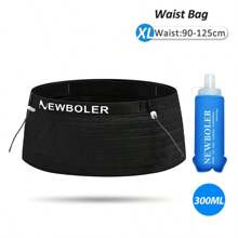 NEWBOLER Elastische Sport Hüfttasche Packung mit Startnummer Gürtel für Triathlon Marathon Radfahren Bergsteigen Hydratations Hüfttasche + 500ML weiches Wasserflasche