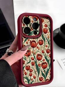 1个浪漫酒红色玫瑰豹纹软TPU防摔防滑防震手机壳，兼容三星和苹果15/15Plus/15Pro/15ProMax，国际版，非国内版 - 彩色 - 查看 4