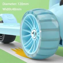 Patinete infantil plegable con luces LED y música para niños de 1 a 12 años, patinete de 3 ruedas para niños y niñas de 1-3/3-5/5-8/8-12 años, altura ajustable y ruedas LED. - Azul - Ver 7