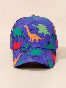 1pc Kids Cartoon Dinosaur Print Sun-Protective Baseball Cap, Spring/Summer