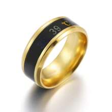 1 pieza Anillo de temperatura inteligente y elegante de acero inoxidable con cambio de color sensible a la temperatura, anillo de estado de ánimo dinámico, joya de regalo para Navidad y San Valentín para hombres y mujeres
