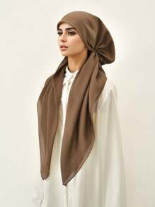 1 pieza Pañuelo musulmán de mujer de color liso, pañuelo de cabeza ligero y sencillo de moda, hiyab conservador para oración, transpirable