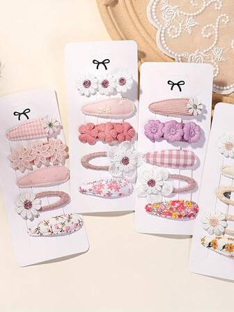 Set de 5 pasadores de cabello de aleación con estampado lindo de fan para niñas