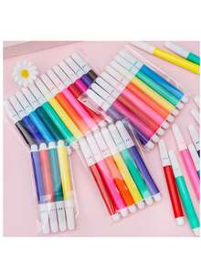 Set de 12 bolígrafos de acuarela miniatura de colores para niños en jardín de infancia, lavables, para pintura artística y manualidades con brocha de colores - Multicolor - Ver 2