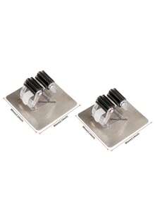 2pcs Creative Kitchen & Bathroom Adhesive Mop Holders, No-Drill Wall Mounted Mop Racks - Multicolor - View 6