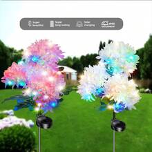 4 Packs Solar Flower Outdoor Waterproof IP65, Hydrangea, With LED Lights, Solar Flower Garden Lights Outdoor Waterproof, Suitable For Gardens, Courtyards, Paths - 4-pack - View 4