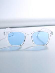 1 paire de lunettes mode carrées unisexes, monture transparente, lunettes de mode casual, convient pour les voyages à l'extérieur, la photographie de rue, les cadeaux, toutes les saisons pour les vacances à la plage, l'extérieur, les voyages