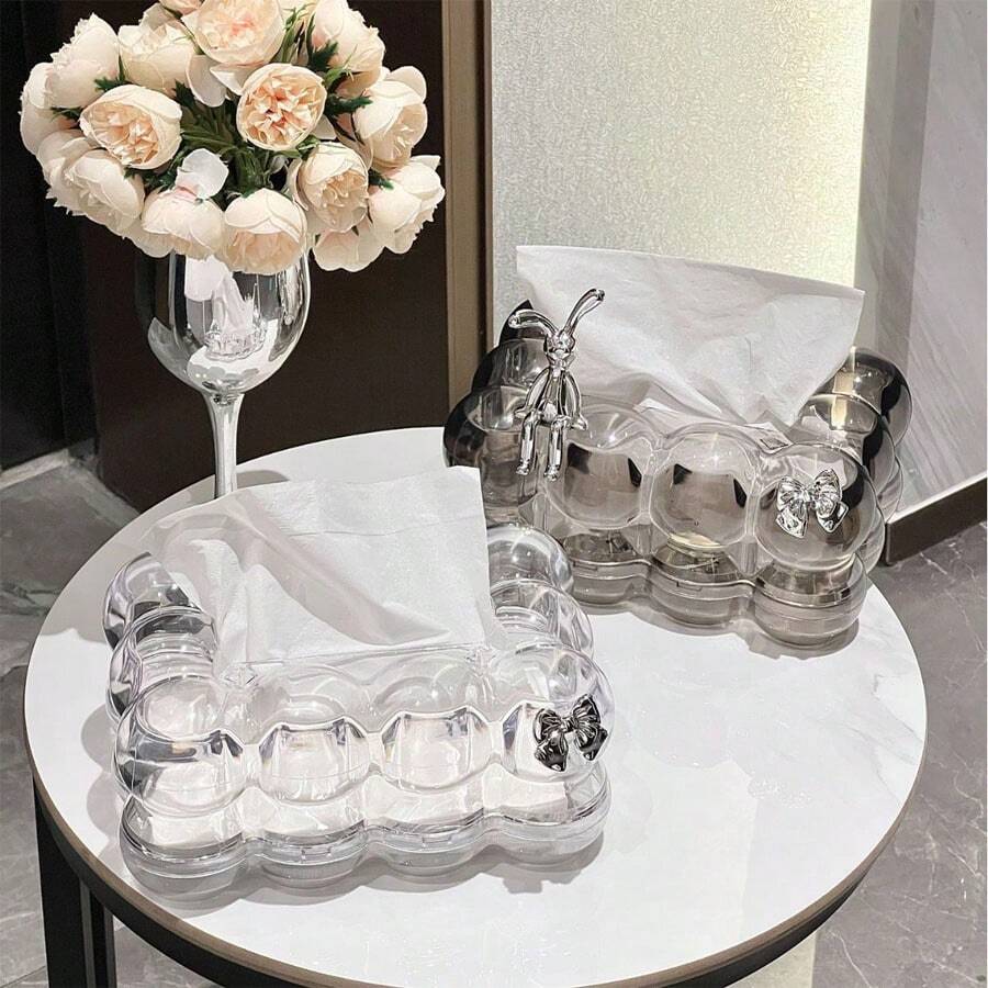 1pc Nordic Luxury High-End Tissue Box, Creative Transparent Tissue Paper Holder For Home, Living Room, Tea Table Home Bathroom Decor Bathroom Organizer Fall Decor Back To School - Multicolor - View 1
