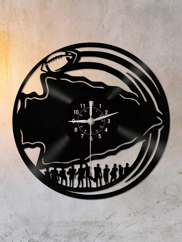 1 Pc Vinyl Record Wall Clock, Rugby, Sports Event, Rugby Team Series Clock, Quiet Clock, Suitable For Living Room, Bedroom, Room Home Decoration, Kitchen And Office Decoration.