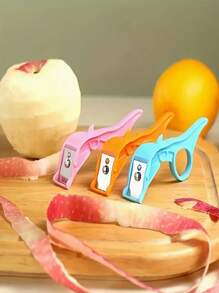 3 Piece Stainless Steel Fruit Peeler Set - Portable Apple, Pear And Kiwi Peeler - Durable Plastic Handle Kitchen Gadget For Home And Dorm Use, Fruit Preparation Tool | Ergonomic Design | Stainless Steel Blade