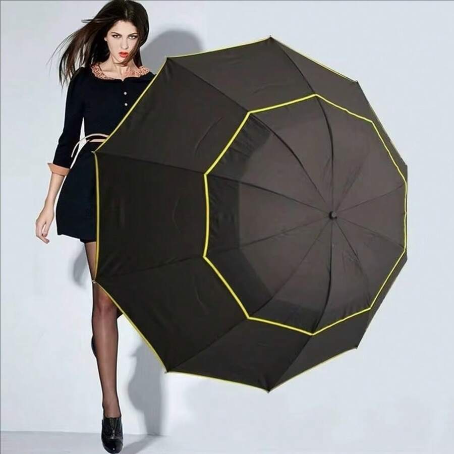 Super Big Top Quality Umbrella Double Strong Rain Woman Windproof Paragua Male Women Sun 3 Floding Fashion Business Men Umbrella Summer Cooling,Beach,Travel